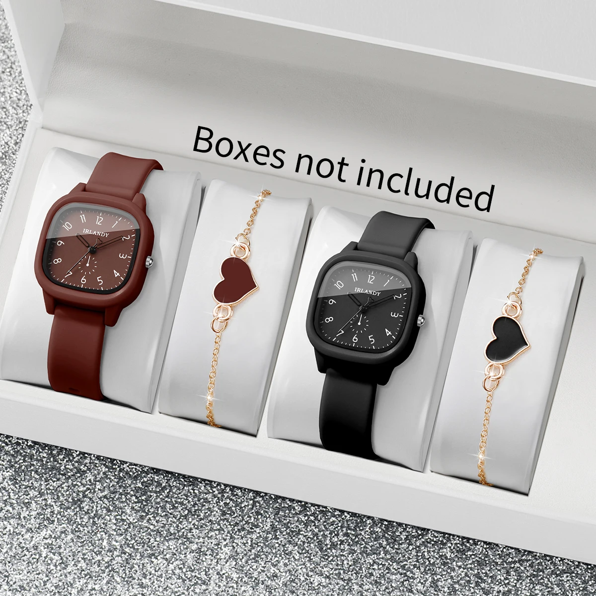 4PCS Fashion Square Women Quar - Silicone Band Women review and price