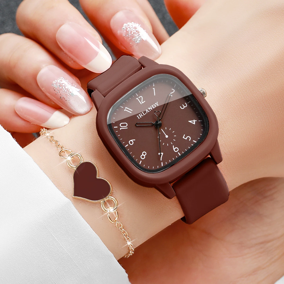 4PCS Fashion Square Women Quar - Silicone Band Women review and price