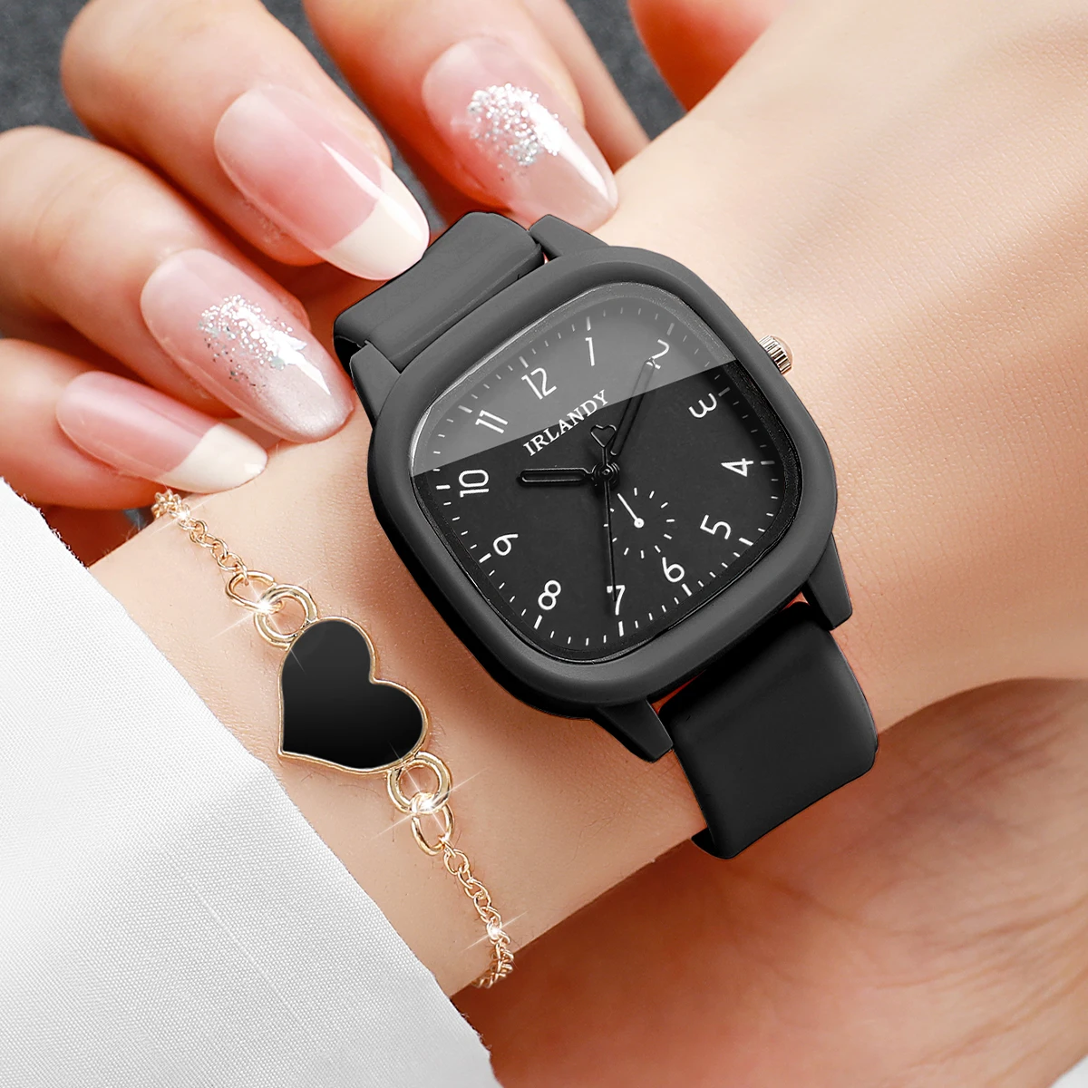 4PCS Fashion Square Women Quar - Silicone Band Women review and price